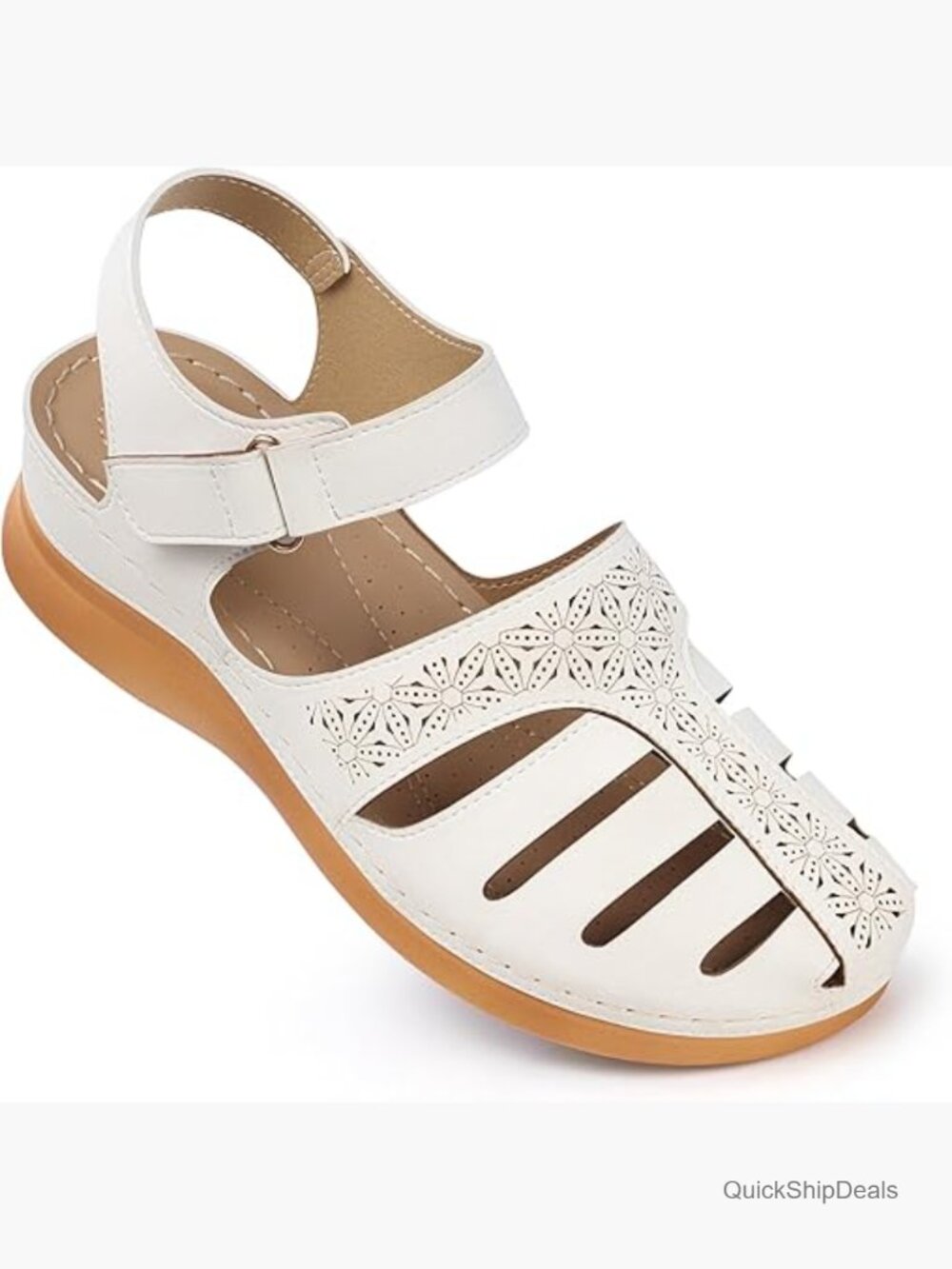 Closed Toe Wedge Sandals - Comfortable Slip On Dressy Sandals for Women